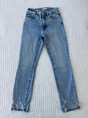 Good American Light Blue Straight-Leg High-Rise Jeans